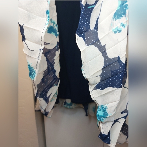 Maison Jules Pleated Sheer Overlay Floral Skirt Size XL Office Boho Flirty - Picture 6 of 9